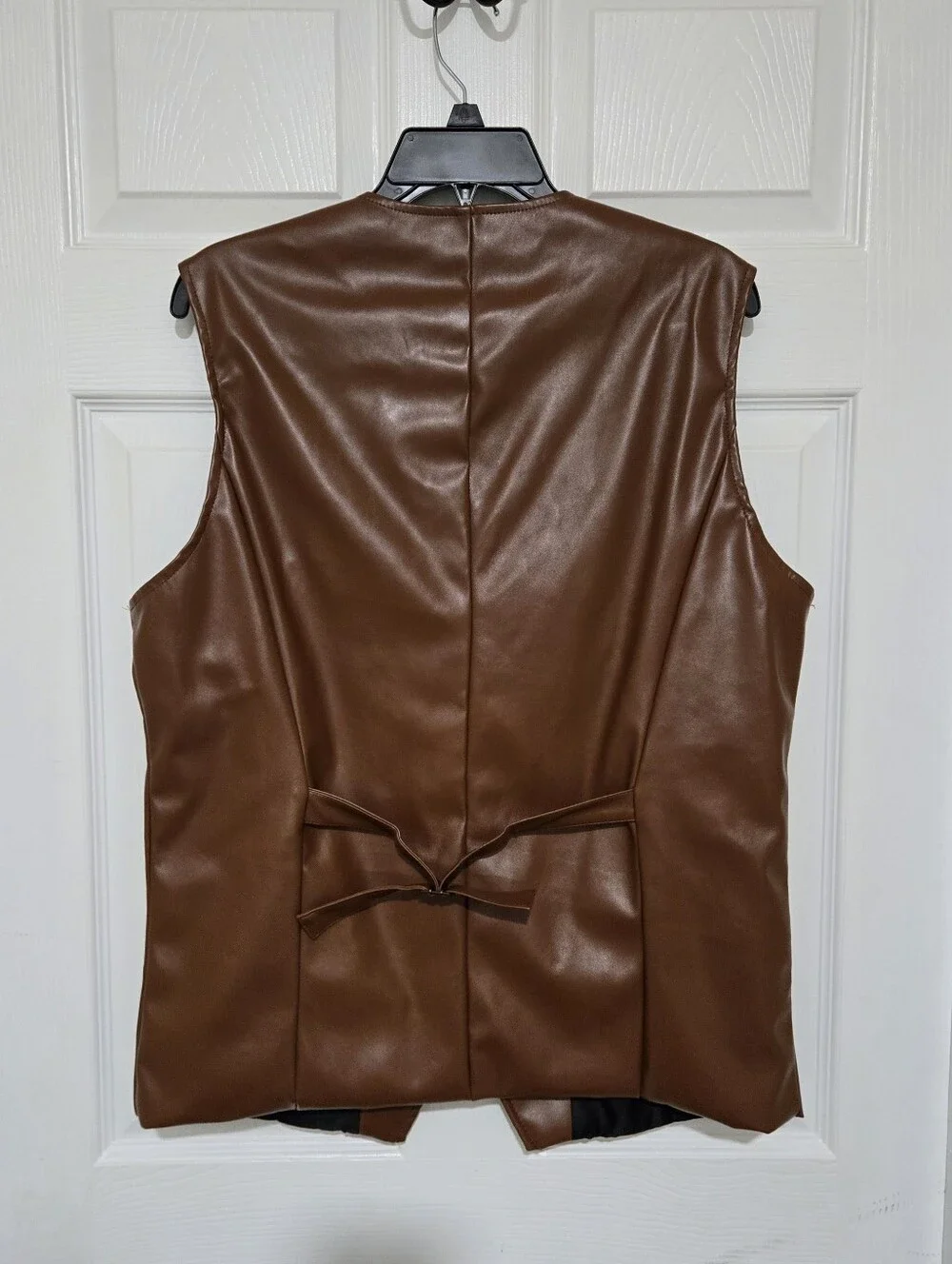 Lars Amadeus Brown Faux Leather Vest Men's Size L Western Biker Retro